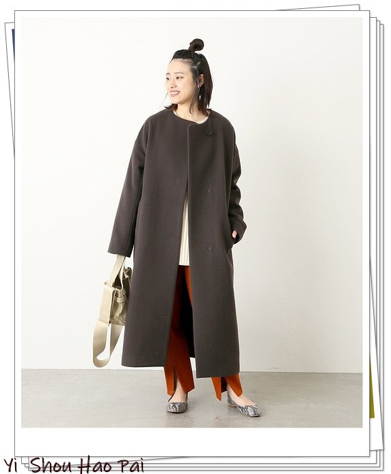 无领大衣薄款穿搭,无领冬季大衣搭配连帽衫