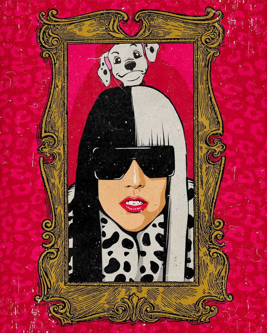 插画氛围感人物构图,复古美式波普插画