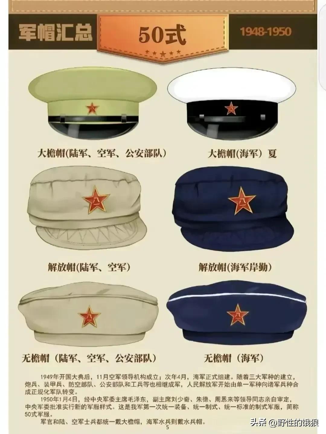 军帽历代,建国初解放军帽徽