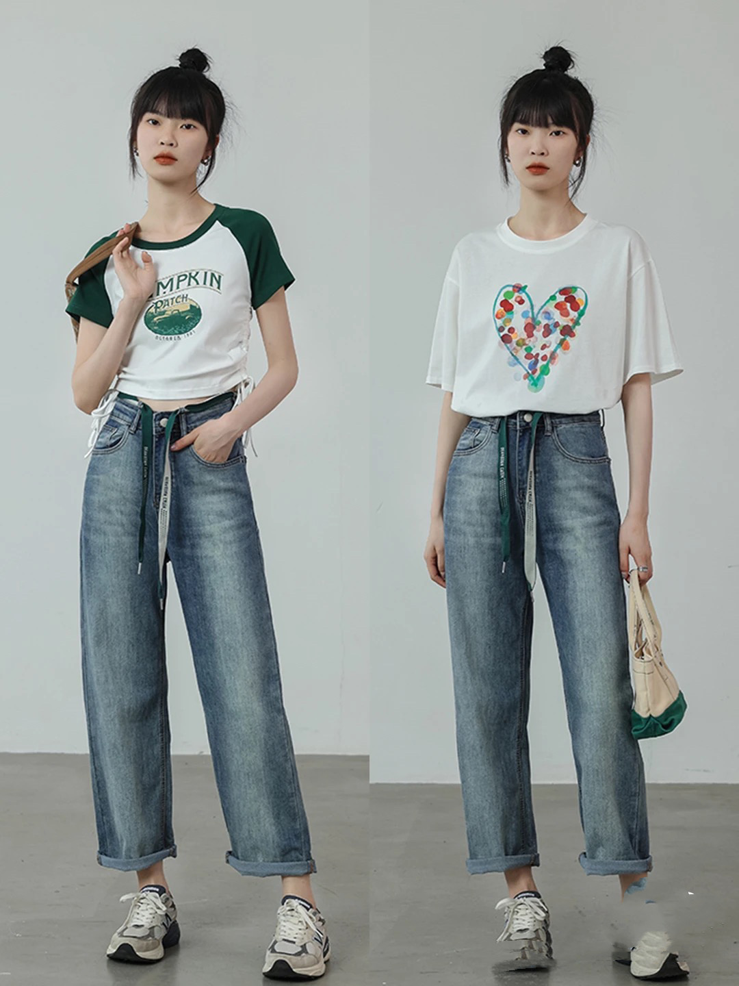 夏季白衬衣牛仔裤怎么穿出高级感,夏天宽牛仔裤搭配什么t恤