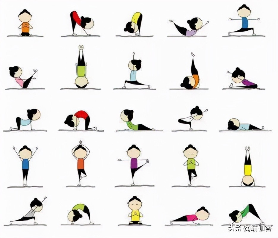 瑜伽排课体式小人图简易版,瑜伽体式动作小人图