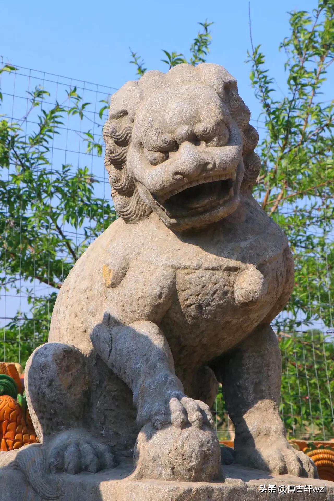 庭院看门石墩,青石看门麒麟