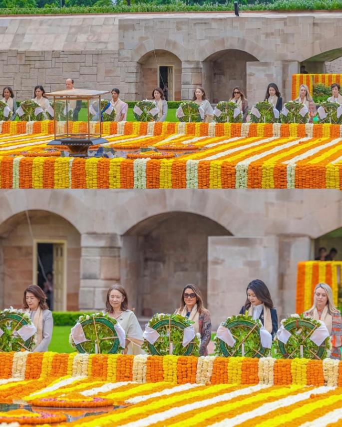 英国第一夫人在印度新照！穿粉色纱丽少女感满满，苏纳克也帅