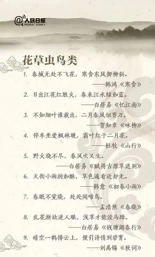 人民日报推荐100句经典古诗句,古诗词中的100个千古名句