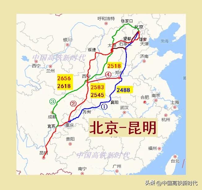 京昆通道最快路线,京昆高铁安康至成都方向线路