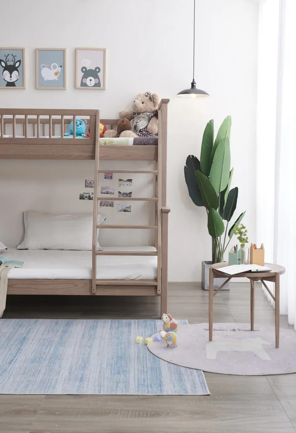 榉木1.5米儿童床,儿童树屋白橡木实木床