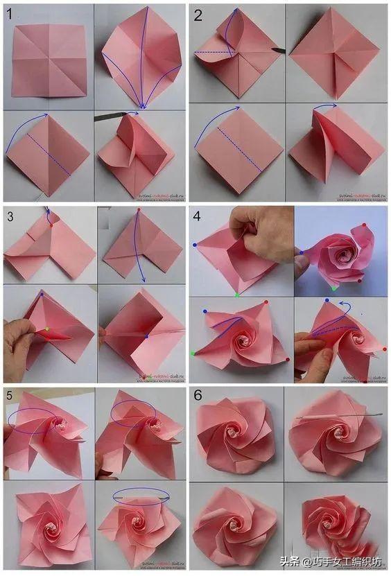 一张纸就能叠着的玫瑰,一张纸能折的红玫瑰花