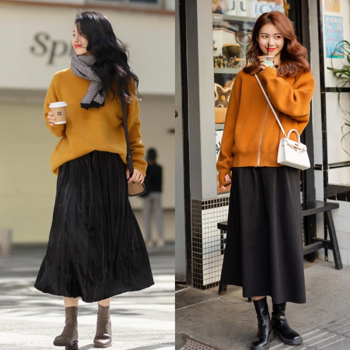 卫衣今年流行这样搭时髦又减龄,卫衣半裙秋天这样穿简直美爆了