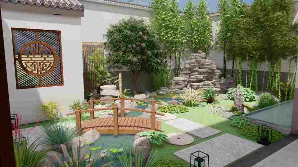 西安庭院花园别墅景观设计,西安花园庭院景观设计