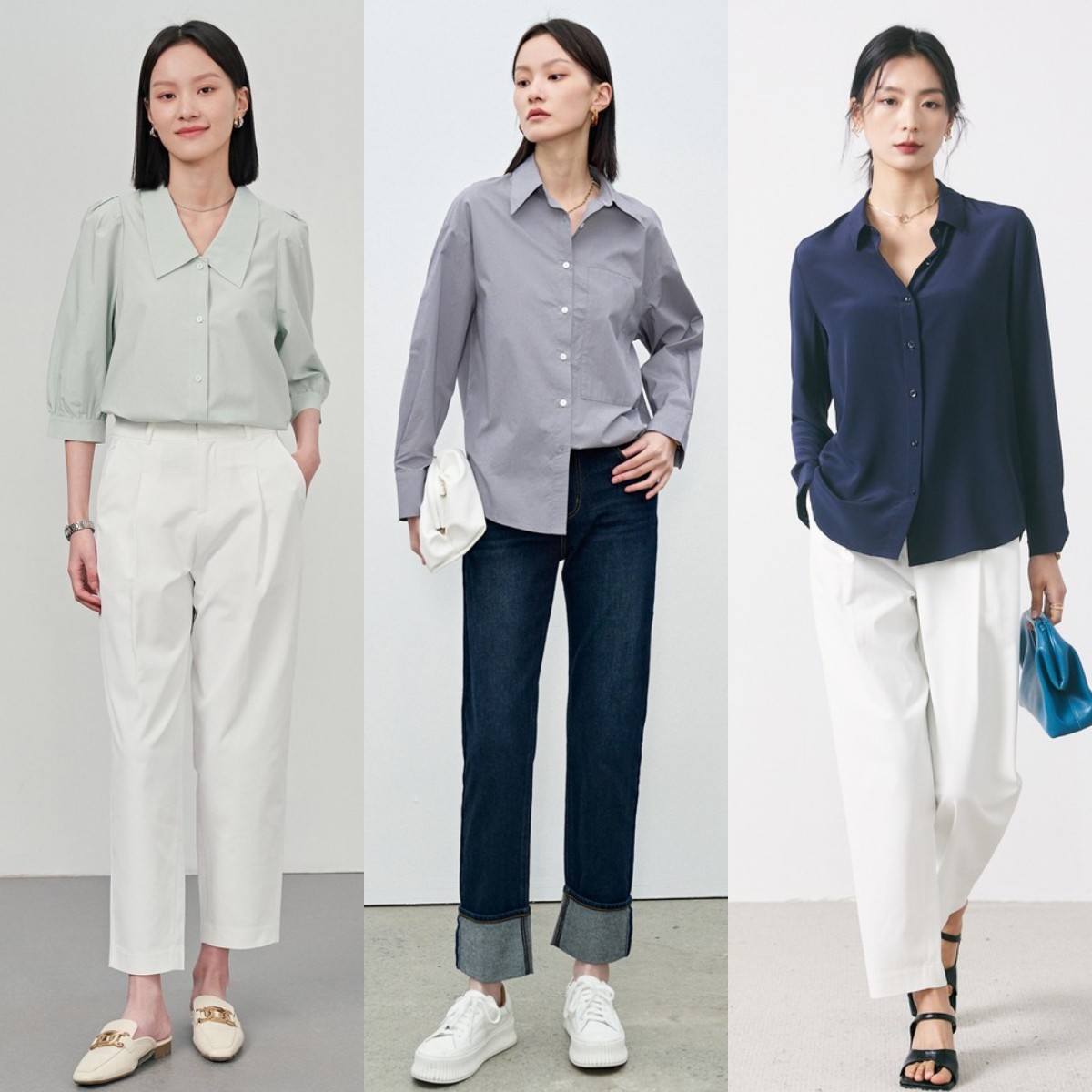 显瘦百搭阔腿裤这样穿好看又时髦,微胖穿衬衫搭阔腿裤