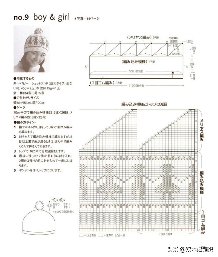 时髦帽子的图解,复古提花帽子图解