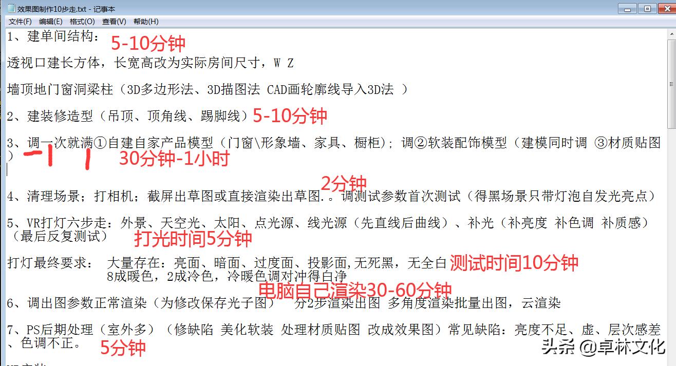 效果图制作流程分享，实体课堂笔记，收藏后慢慢学