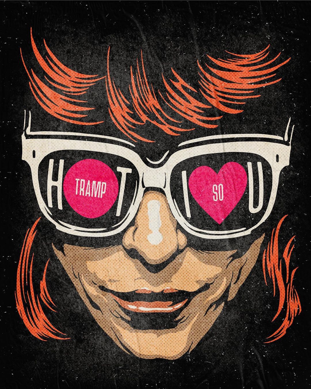 插画氛围感人物构图,复古美式波普插画