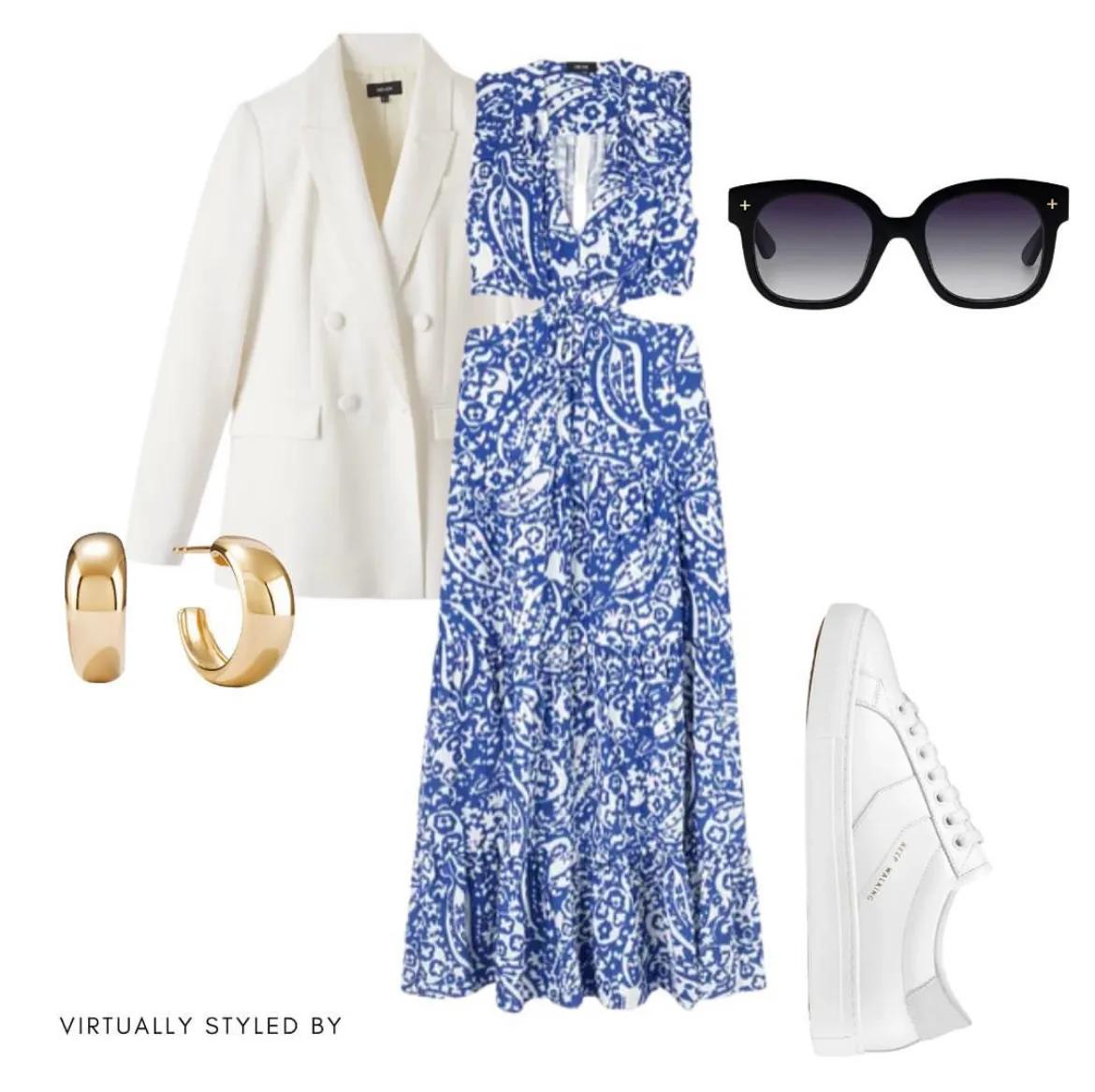 蓝白黑色搭配图片,蓝白怎么搭配出高级感