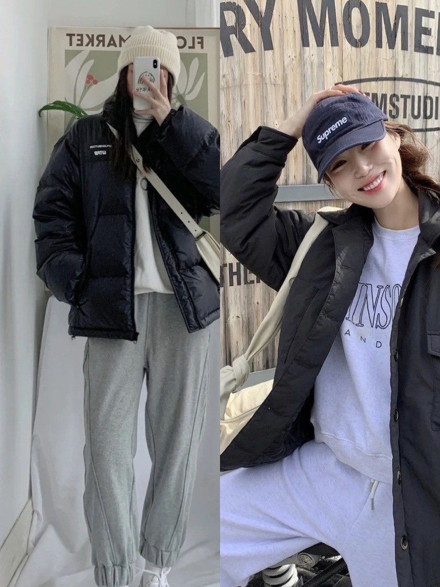 黑羽绒服穿搭技巧50岁,黑中长款羽绒服怎么搭配裤和鞋子