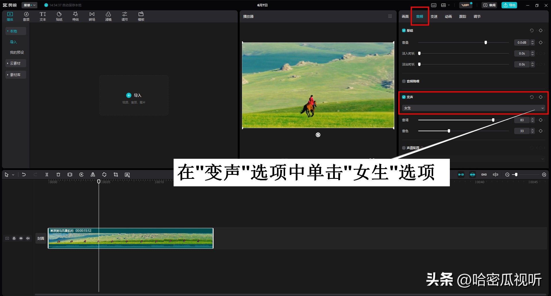 电脑剪映专业版零基础学习视频剪辑第5课认识剪映的本地音频素材