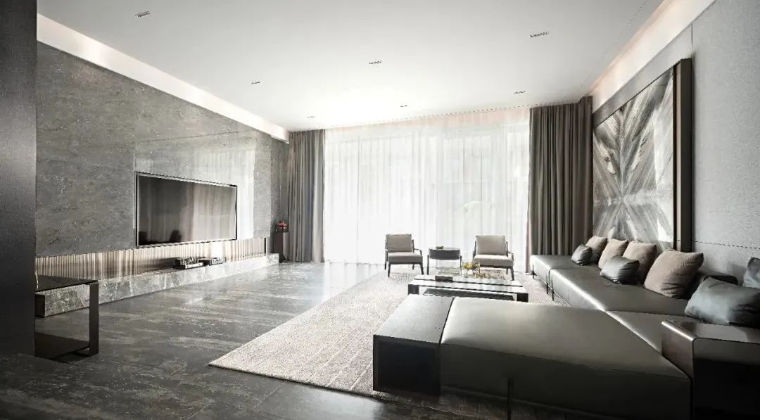 轻奢风电视背景墙大理石灰,新中式高级灰大理石电视背景墙