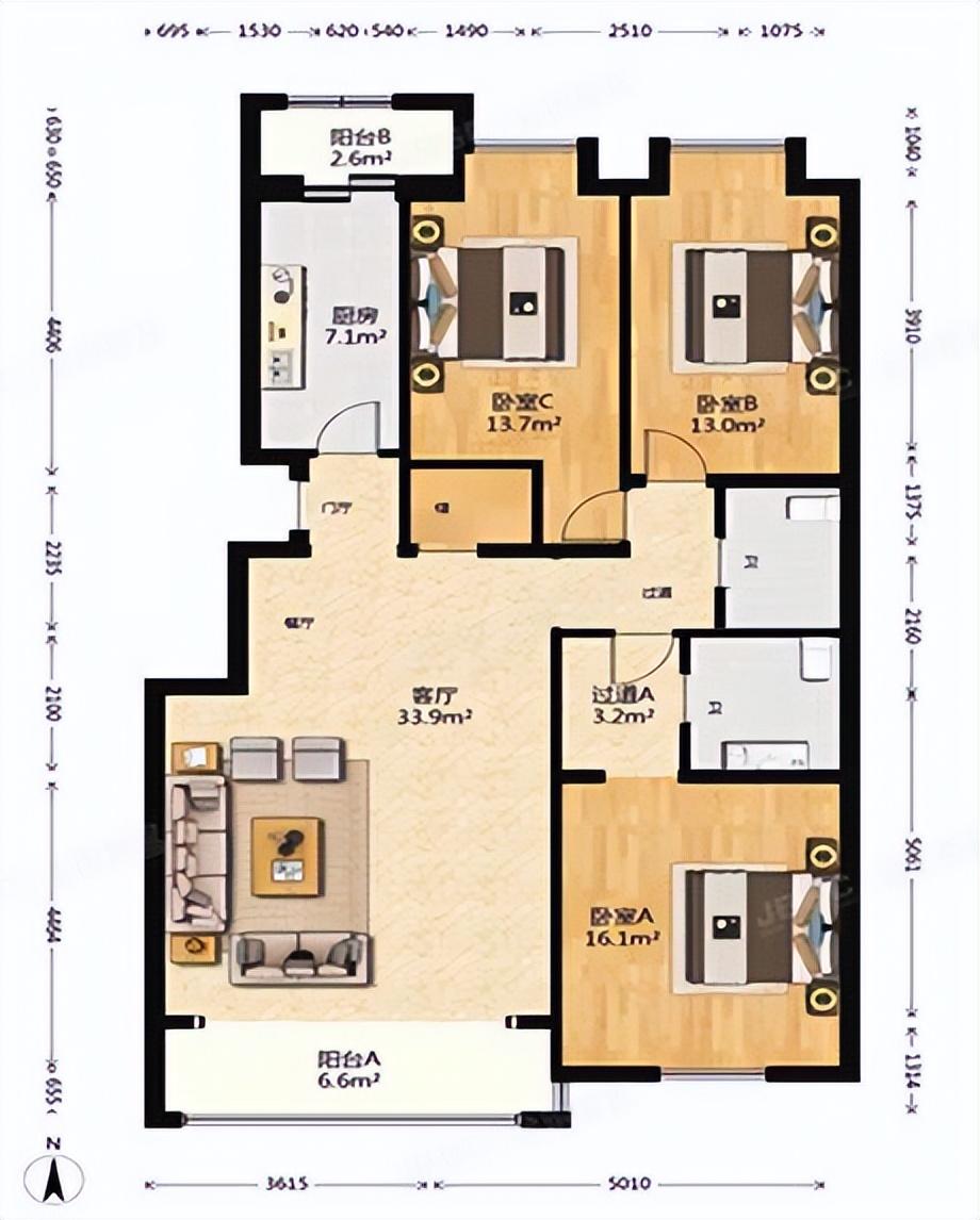 「北京丰台区」益辰欣园大三居6.4折，490W起拍