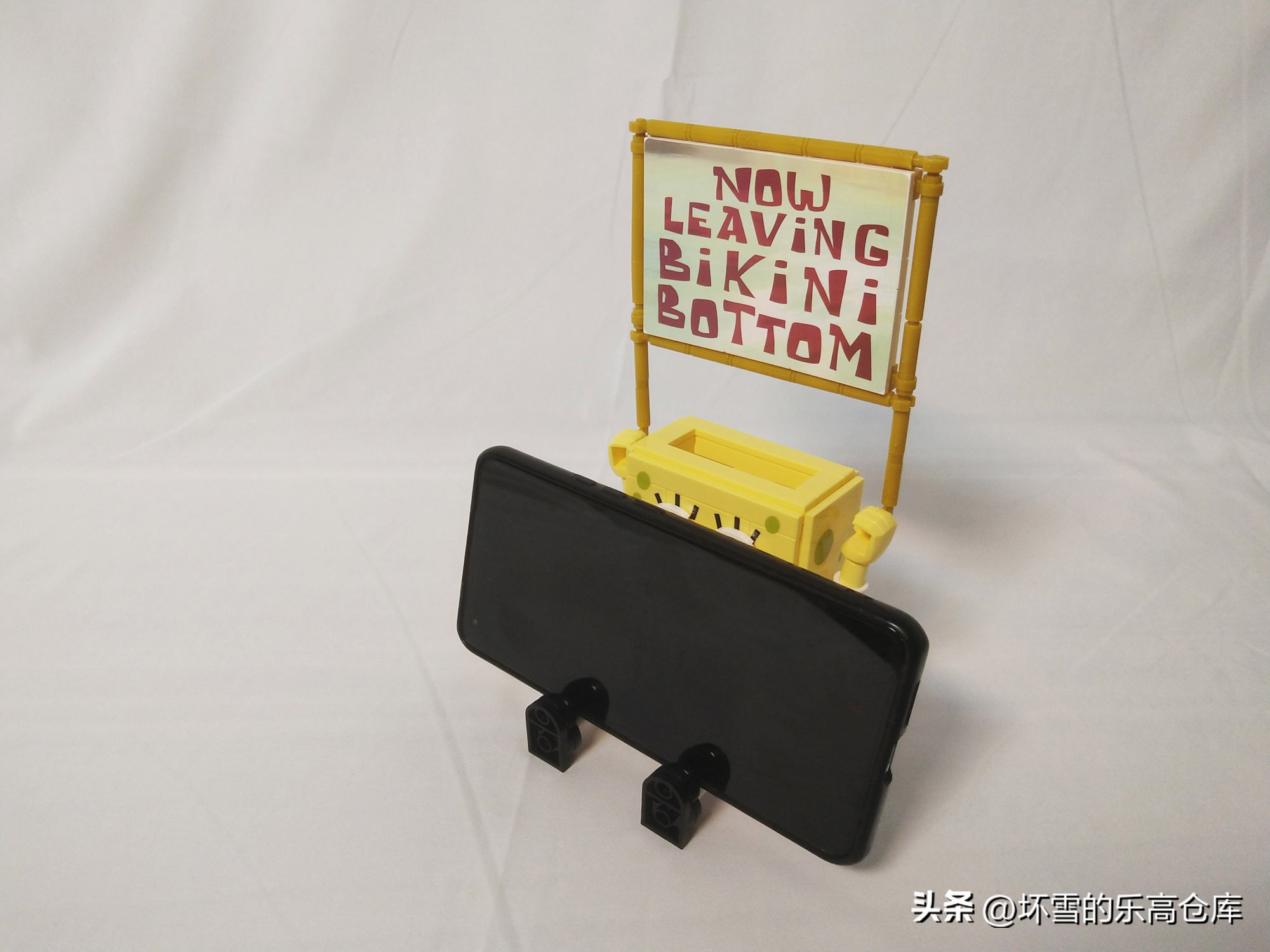 海绵宝宝笔筒积木拼装,海绵宝宝创意笔筒