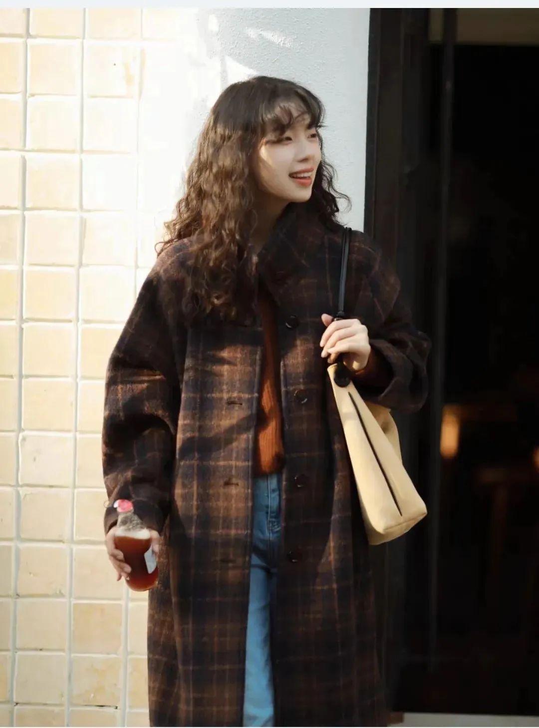 早秋新款韩系宽松气质英伦风大衣,英伦风复古宽松呢子大衣