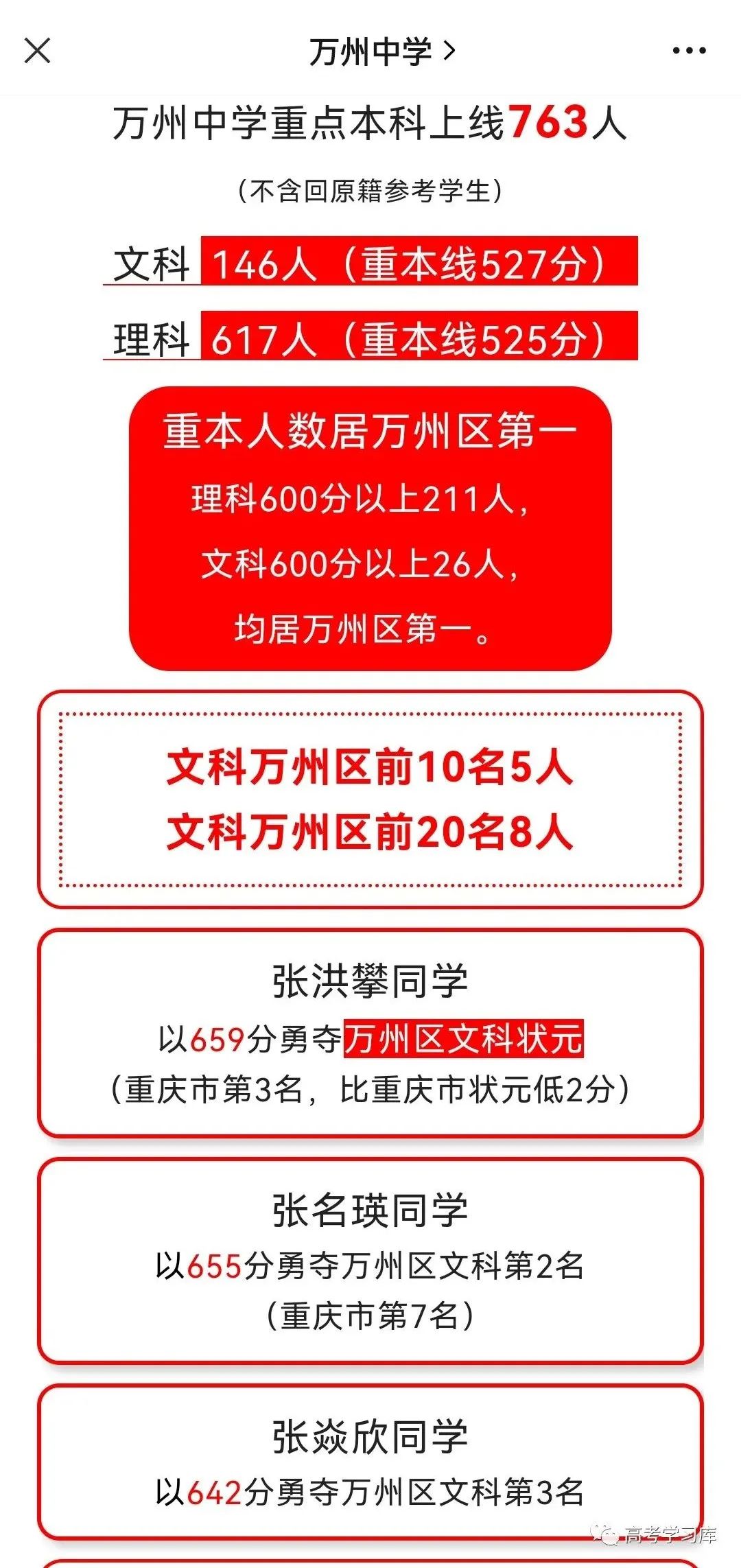 七龙珠2021重庆初中排名,2021重庆七龙珠高考升学率