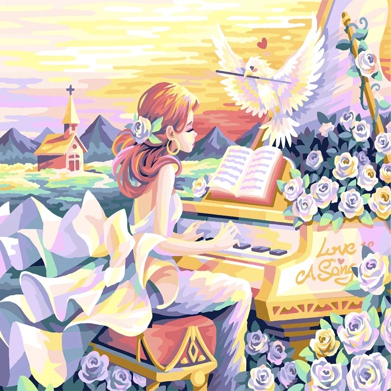 数字油画蓝鸽,蓝猫数字油画