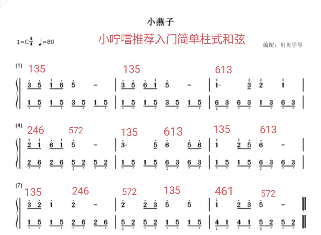 钢琴小燕子指法完整版,钢琴小燕子完整版