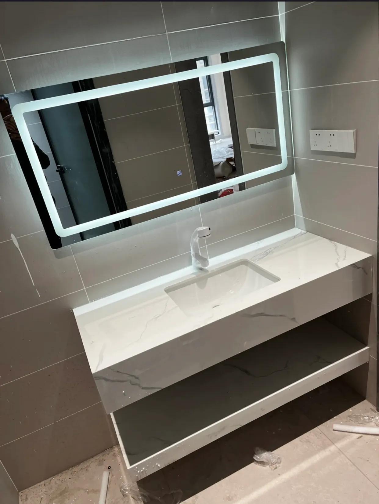 浴室柜是陶瓷一体盆好还是岩板好,网购浴室柜终于安装了