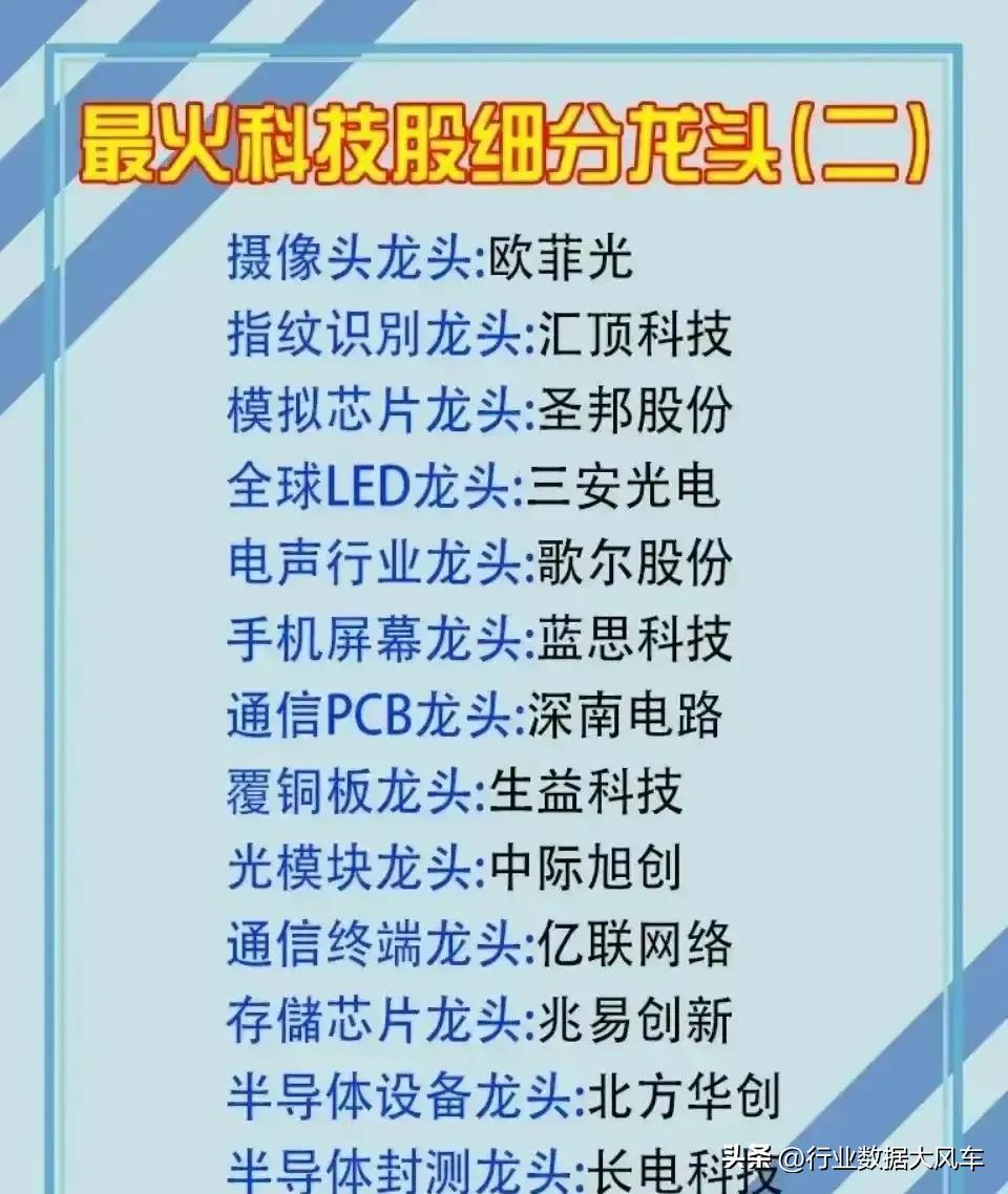 创业板细分龙头股一览表,值得关注的行业龙头