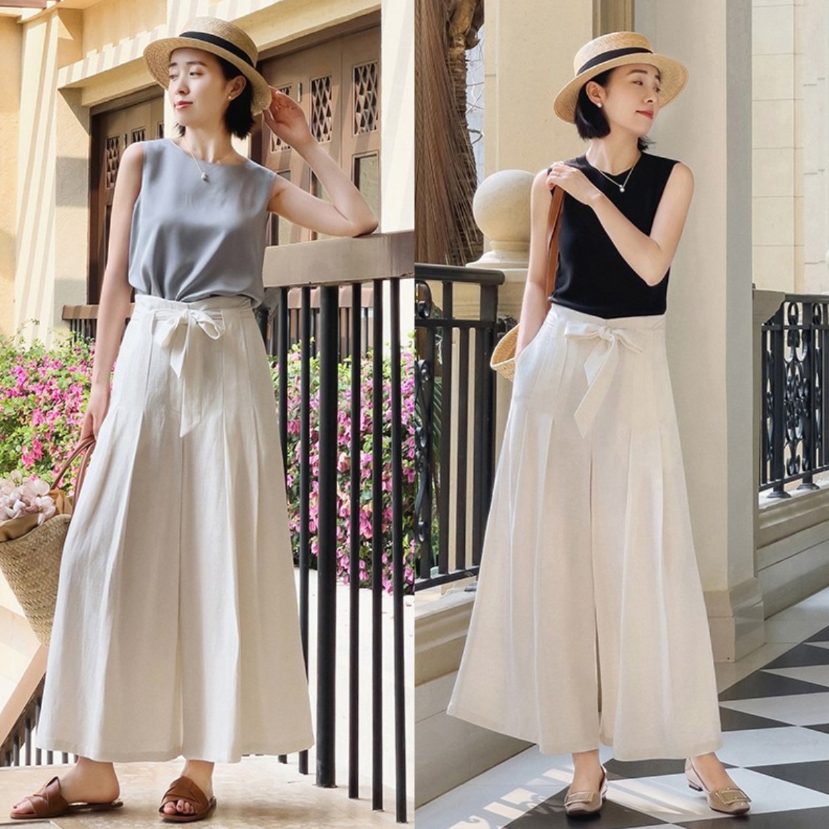 百搭阔腿裤穿搭有技巧,阔腿裤搭什么上衣显瘦夏季