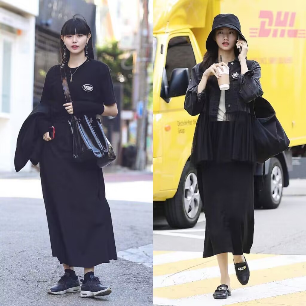 韩系高级感穿搭黑色,韩国黑色气质女穿搭