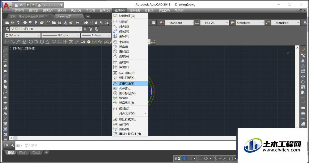 cad怎么做线与圆的垂直线,cad怎样进行引出线文字标注