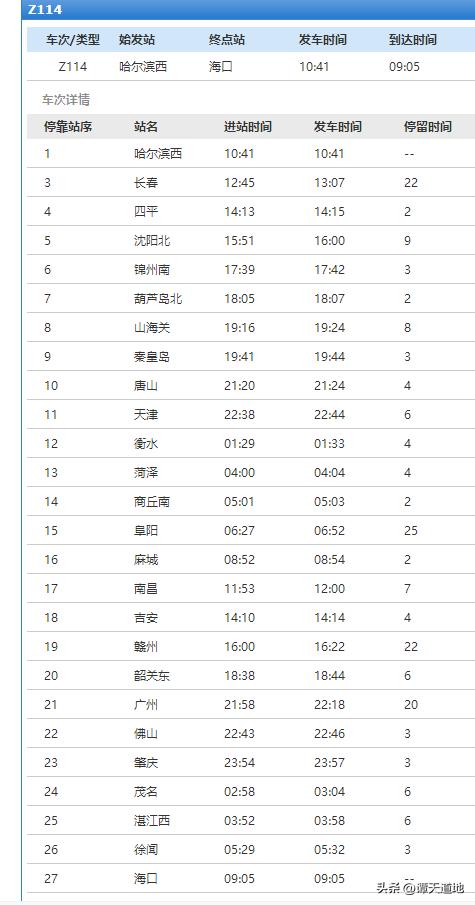 黑龙江有一趟列车，直达海南，全程需要46个小时