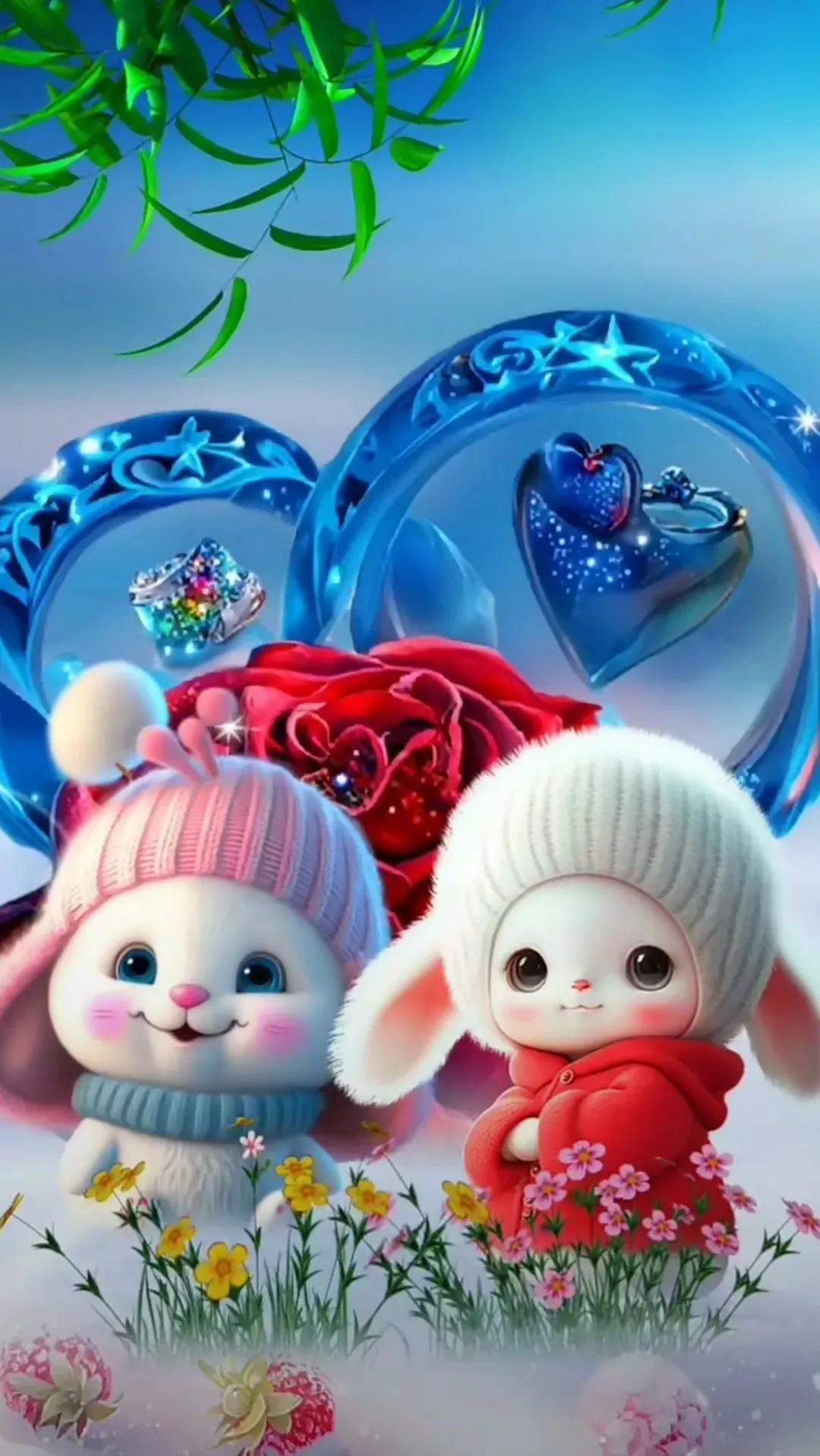 一组开心的萌兔送给大家请欣赏