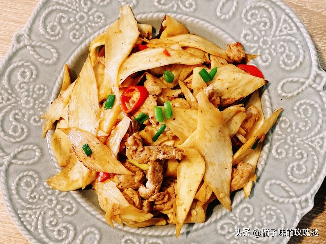 茭白佛手瓜炒肉,肉片炒茭白炒花菜