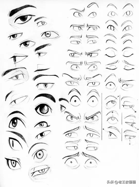 二次元漫画眼睛100种画法女,动漫人物女生眼睛画法各种表情