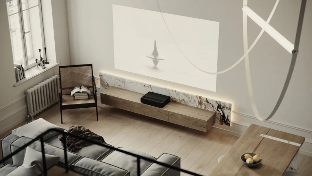 客厅背景墙收纳柜投影仪,50平米投影仪装修效果图大全