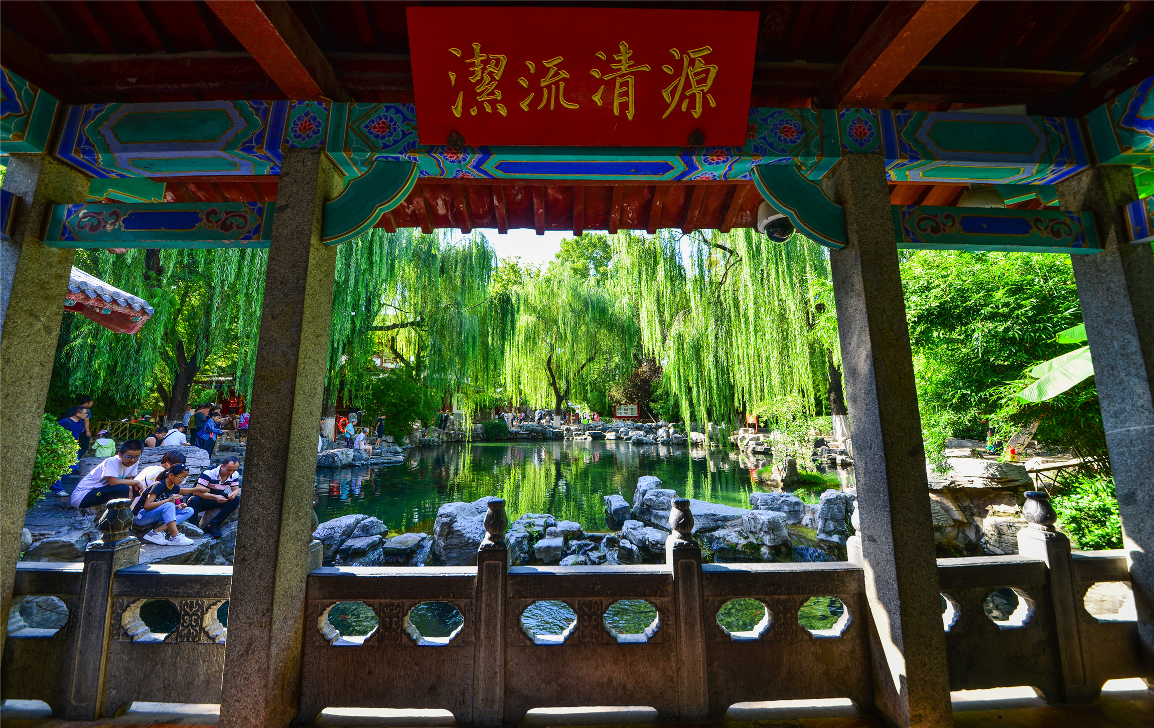 听泉声潺潺,看水映池柳!一起走近济南趵突泉公园白雪楼旁,消万斛愁的无忧泉