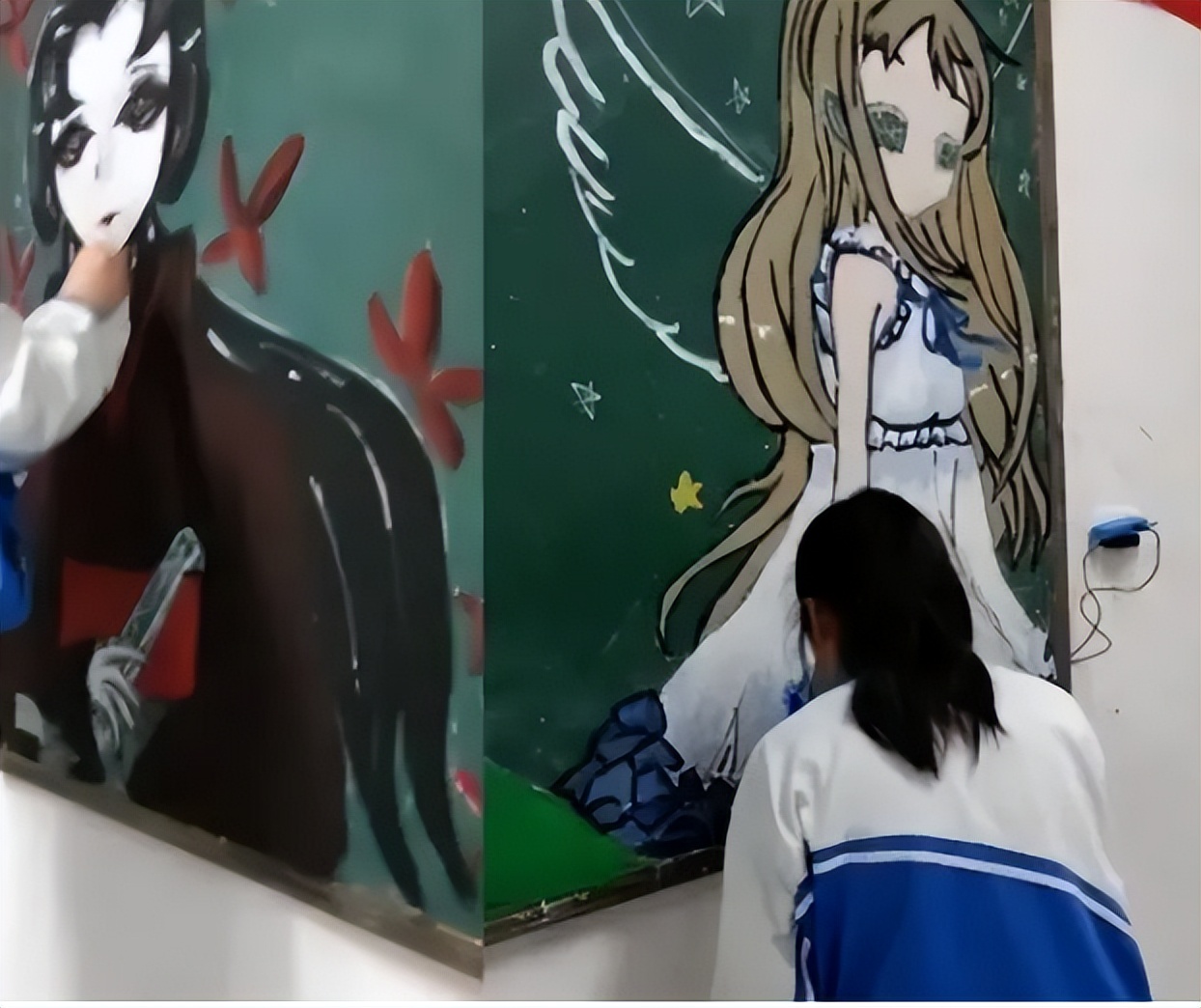 中学生画黑板报尽显少年朝气,学生画的黑板报惊艳全班