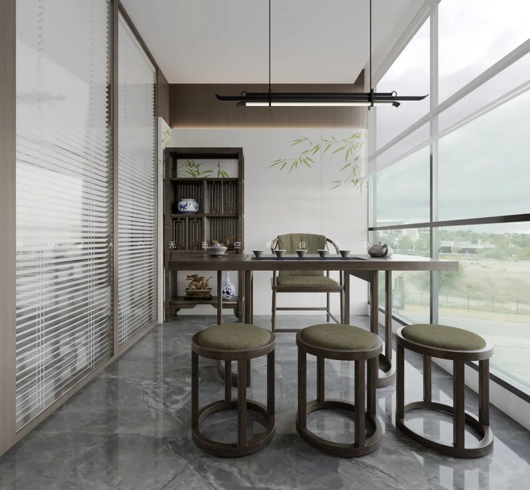 禅意风格公司办公室装饰摆件图片,广东禅意中式办公室高端定制