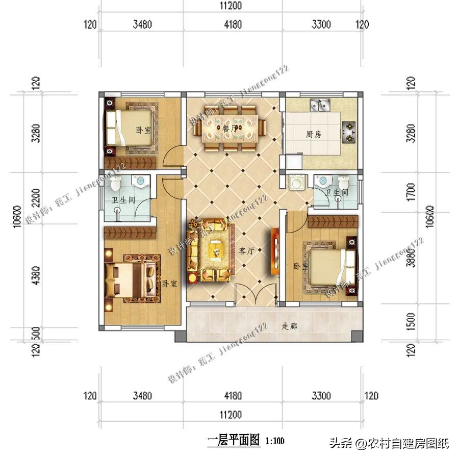 小户型房设计平房,极简现代风格一层平房