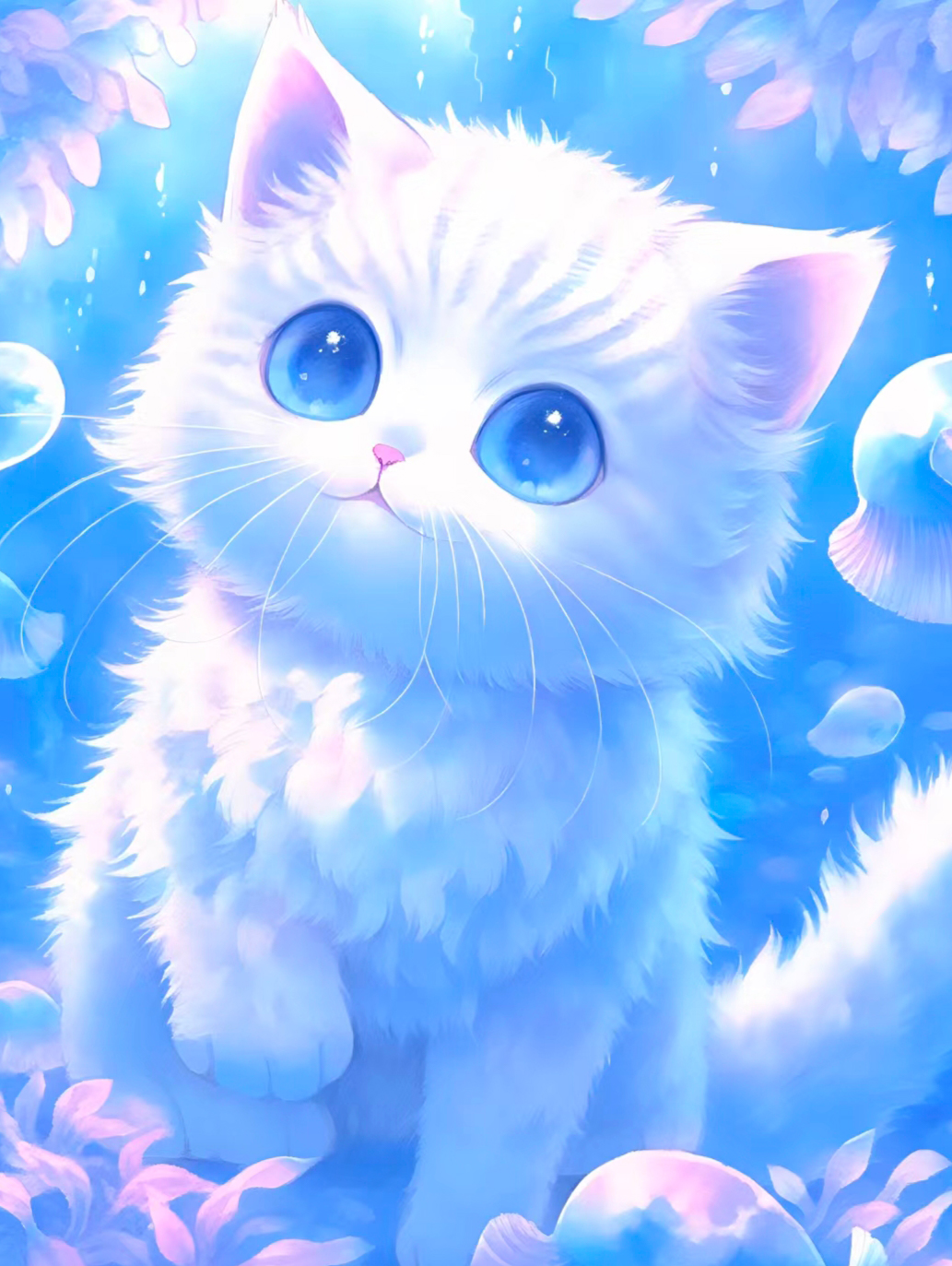 猫咪高清壁纸4k全屏60帧,萌萌哒粉色花篮里的猫咪图片壁纸