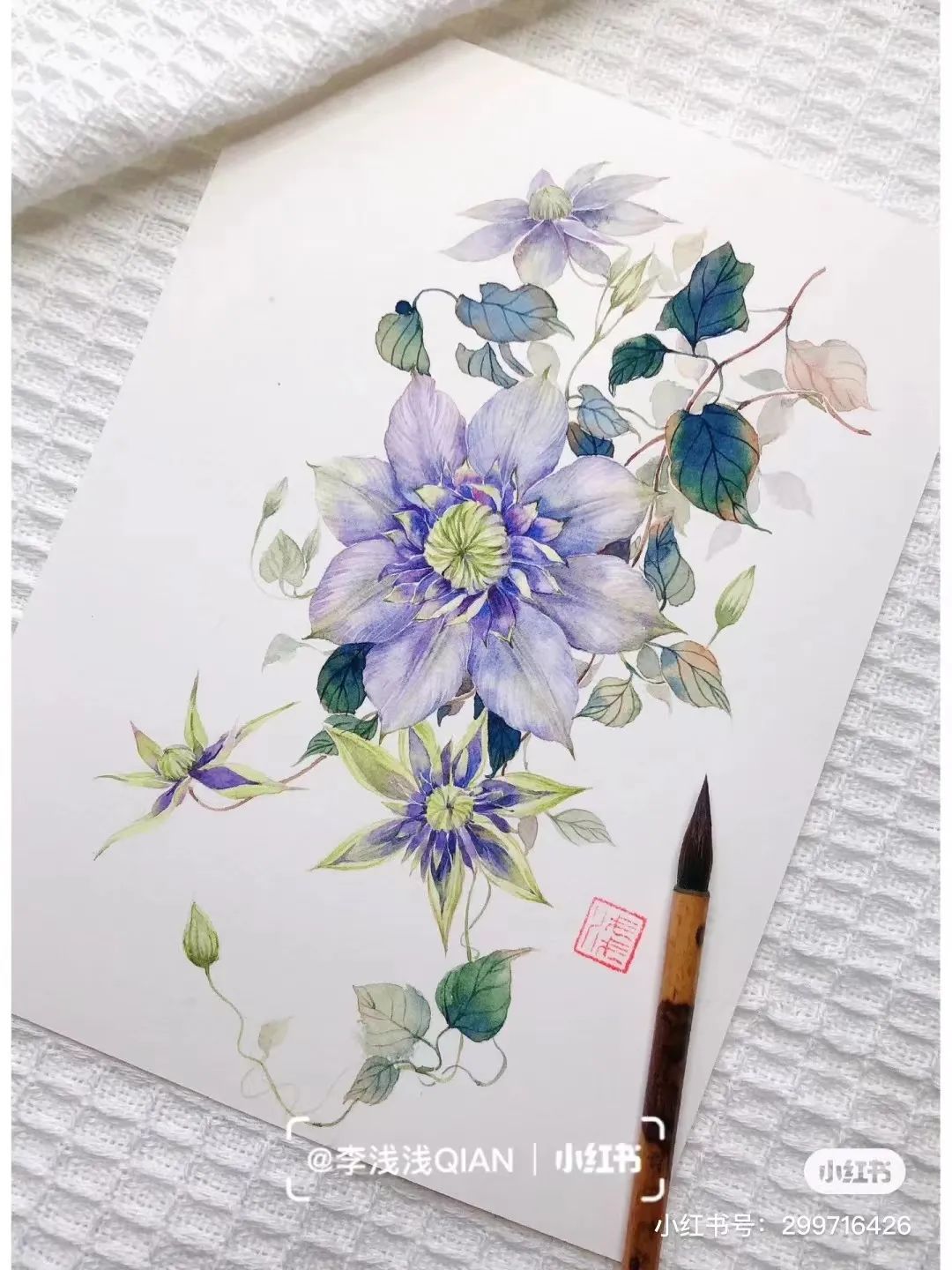 水彩中国风风景简单,古风水彩花卉简单又好看