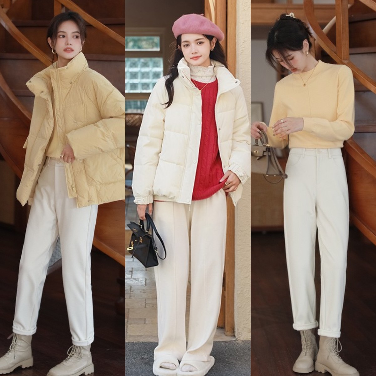 白色运动裤束脚怎么搭配上衣冬天,冬天白色休闲裤搭什么上衣最好看