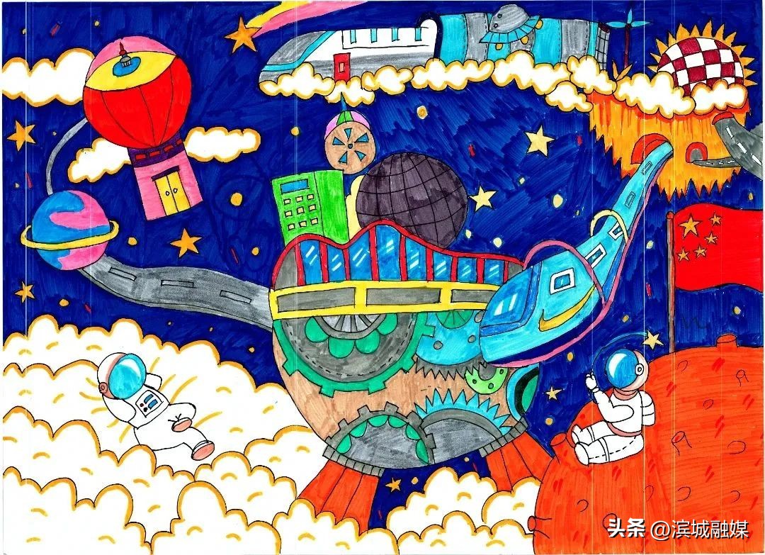 青少年科创大赛少儿绘画作品,少年科学幻想绘画大赛