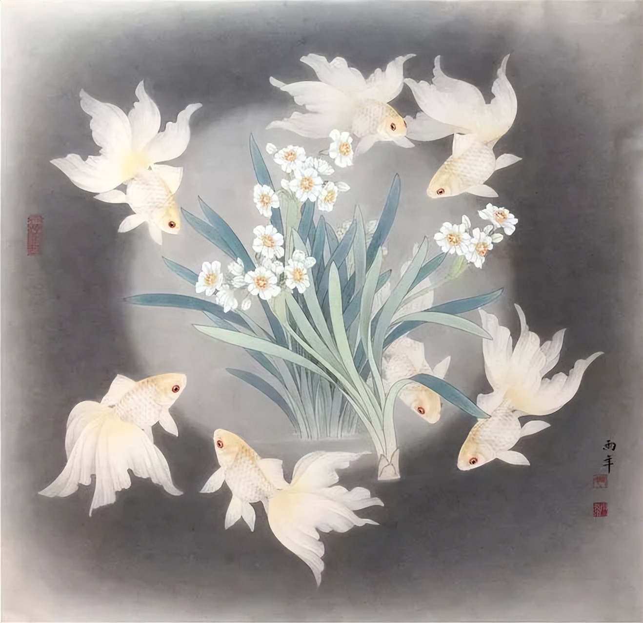 工笔画金鱼图片欣赏,金鱼工笔画精品欣赏