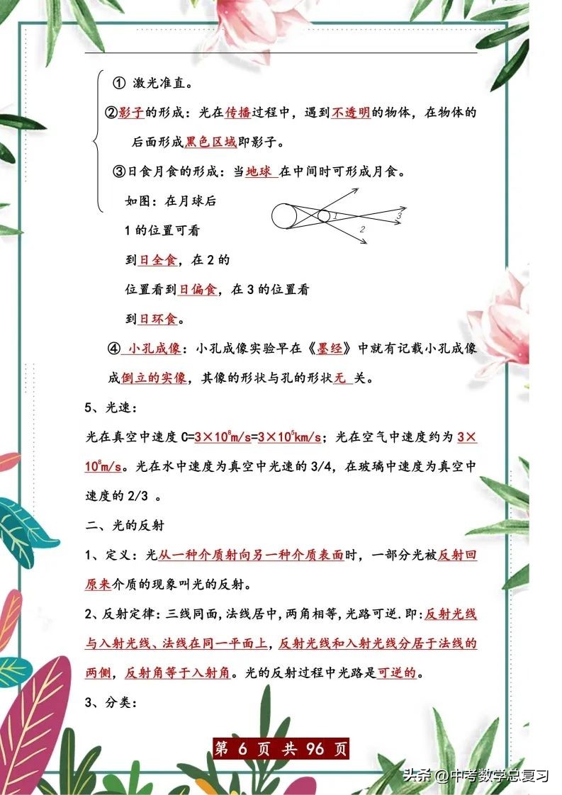 中考物理总复习：八九年级知识点归纳总结（直接打印），请收藏