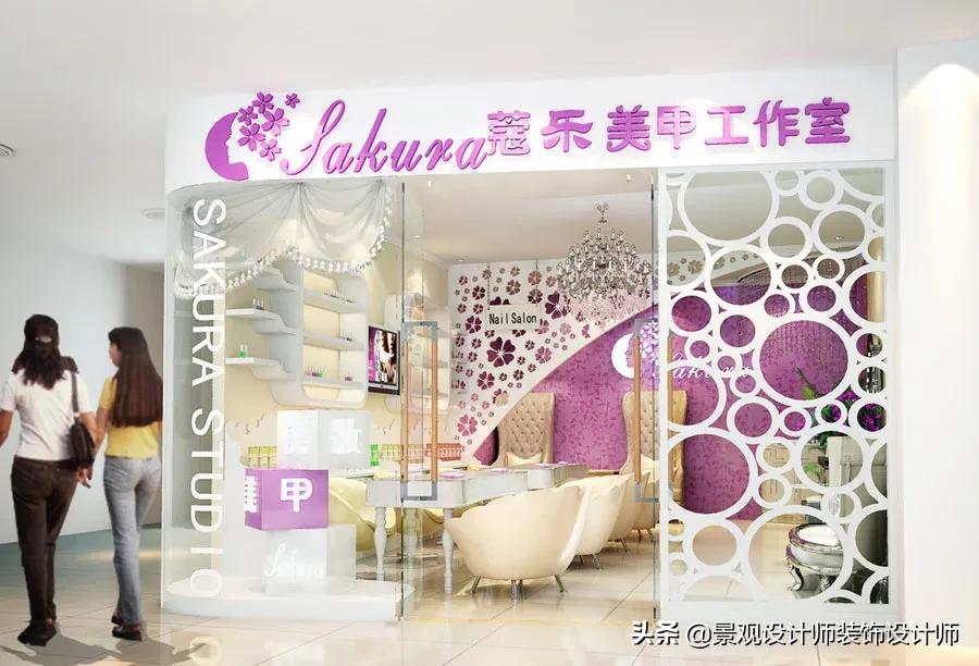 美甲店橱窗设计图片,80平米美甲店设计风格