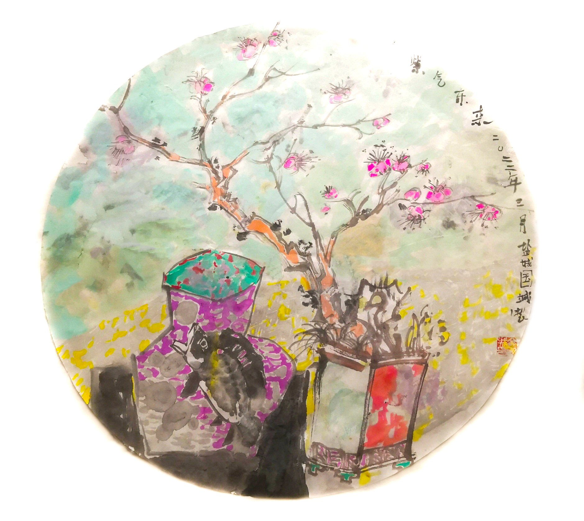 *坐静**夏夜听鸣蝉——余国城壬寅年初夏水墨画新作欣赏