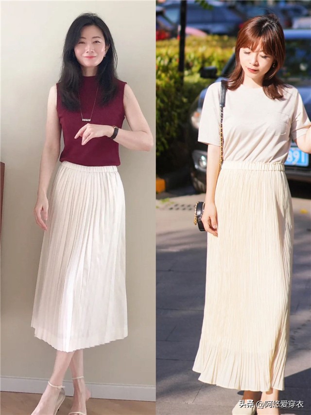 中年女性怎么穿百褶裙合适,中年女人百褶裙